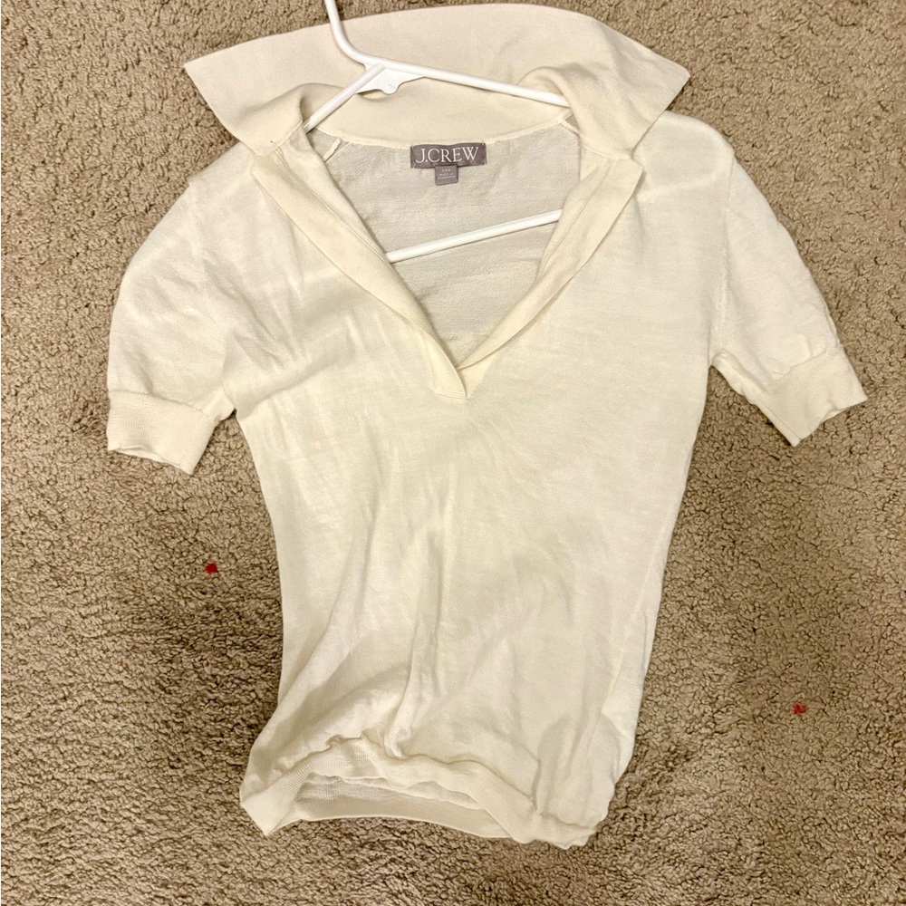 J. Crew Ivory Knit Top with Collar